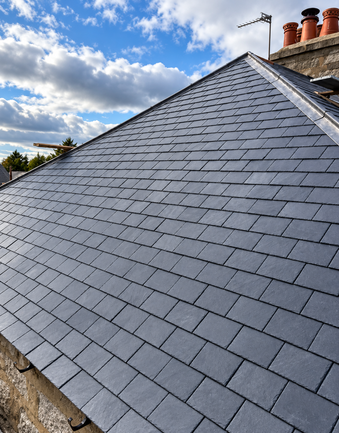 Completed slate roofing and re-slating work by Aberroof